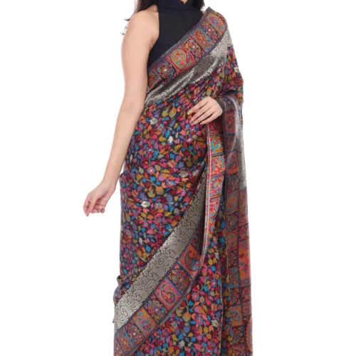 black kashmiri kani handloom woven saree 6