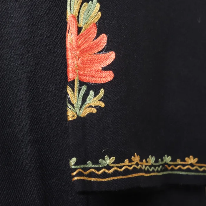 Black Beautiful Cashmilon Aari Pheran with Sleeve Embroidery - Bulbul Collection - Image 3