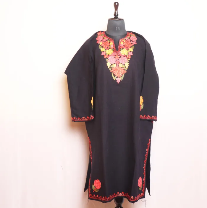 Elegant Aari Work Black Pheran with Heavy Sleeves - Bulbul Collection - Image 2