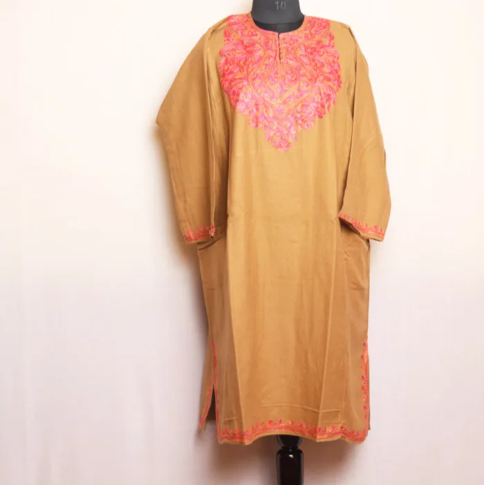 Beige Cashmilon Pheran with Stunning Aari Detailing | Gul-e-Hawal Collection - Image 2