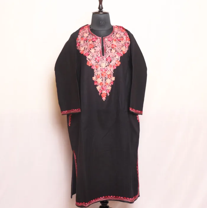 Comfortable and Stylish Black Cashmilon Pheran | Feran with Aari Design - Meer Collection - Image 2