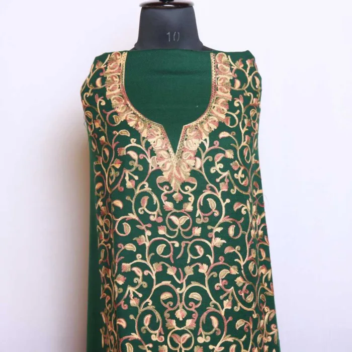 Dark Green Suit in Cashmilon with Aari Work - Libaas Collection - Image 3