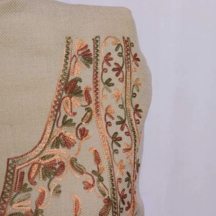 Beige Cashmilon Suit with Adorable Aari Embroidery - Libaas Collection - Image 3