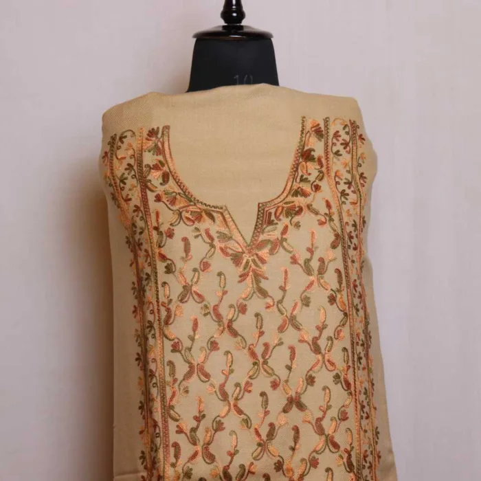 Beige Cashmilon Suit with Adorable Aari Embroidery - Libaas Collection - Image 2