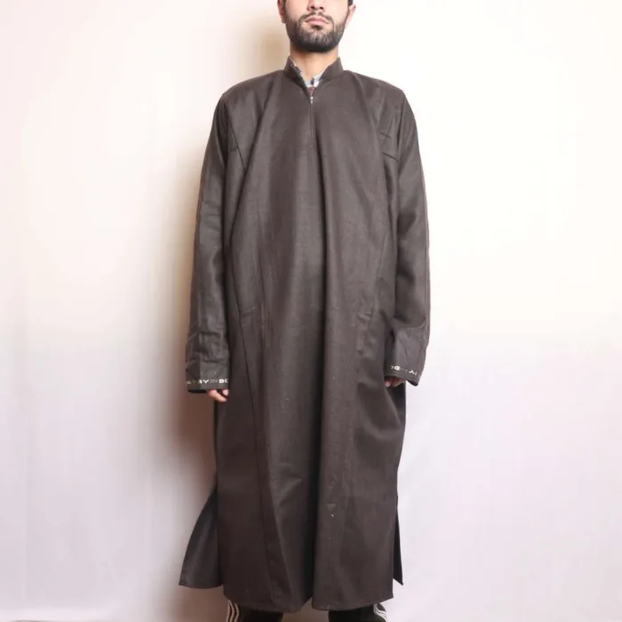 Dark Brown Plain Traditional Mens Kashmiri Pheran (L48,64) - The Aqeel Collection