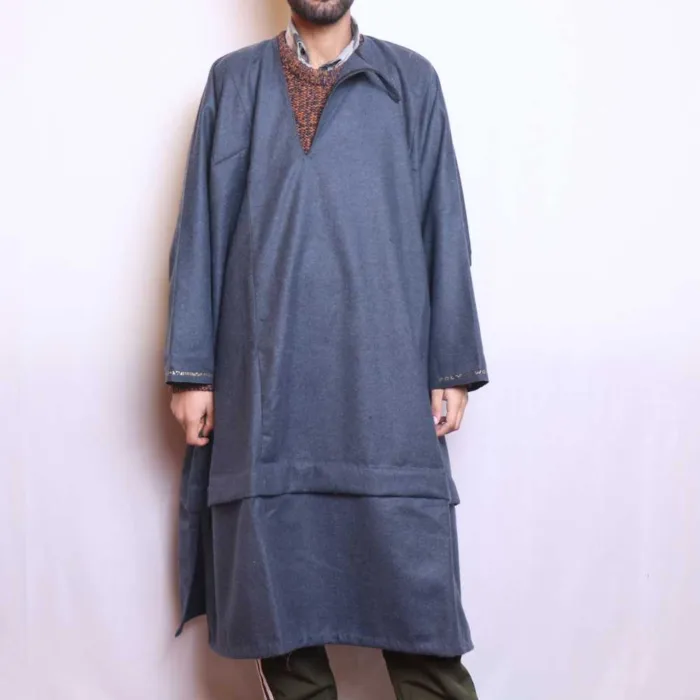 Blue Classic Kashmiri Pandit Style Loose Phiran/Pheran/Feran for Men (44, 74)