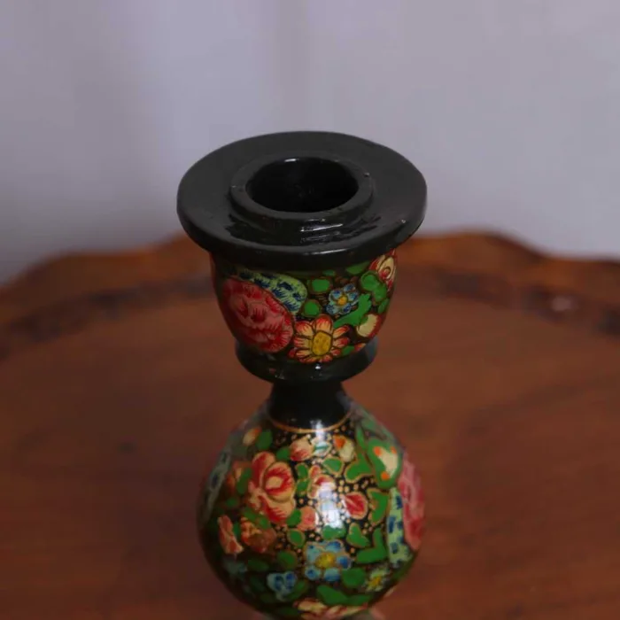 Handcrafted Paper Mache Candle Stand with Kashmiri Floral Art - Image 2