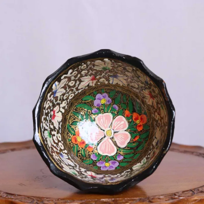 Decorative Paper Mache Bowl with Intricate Kashmiri Designs - Image 3