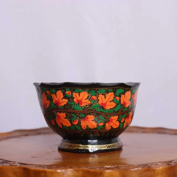 Decorative Paper Mache Bowl with Intricate Kashmiri Designs