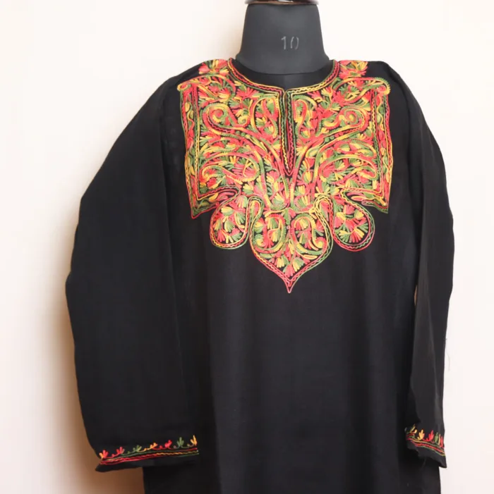 Black Aari Designed Cashmilon Pheran | Zikar-E-Jazbaat Collection