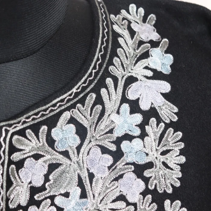 Black Aari and Zari Embroidered Premium Tweed Pheran - Zohra Collection - Image 4