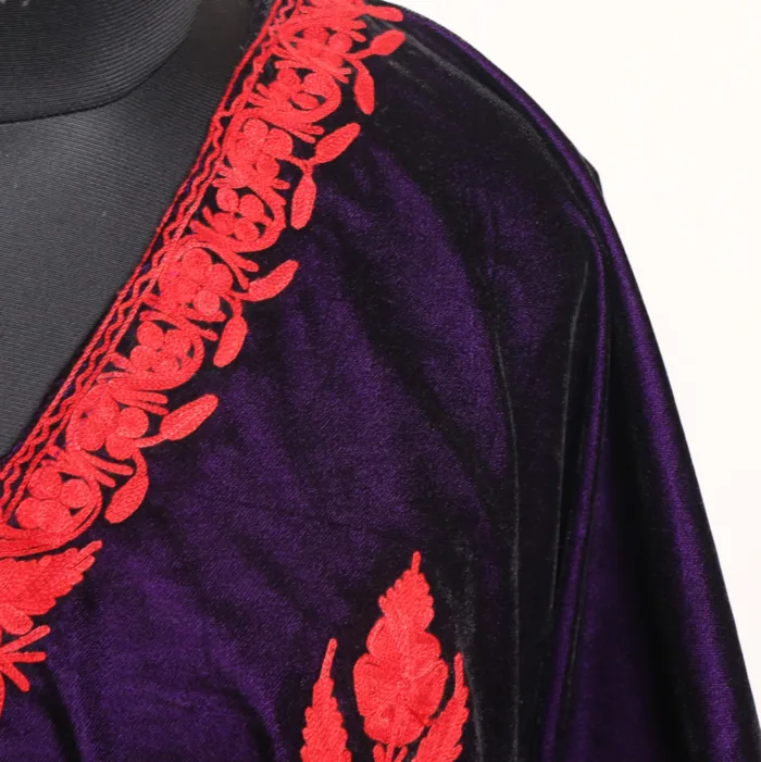 Indigo Velvet | Makhmal Kaftan Featuring Intricate Aari Work - Kausar Collection - Image 3