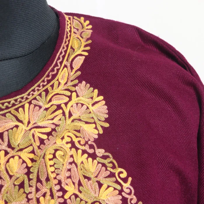 Purple Short Woolen Kurta with Graceful Aari Detailing - Gulnaaz Collection - Image 3