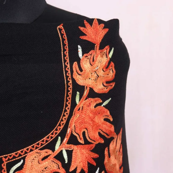 Black Aftabi Chinari Woolen Suit with Aari Embroidery - Sonwari Collection - Image 3