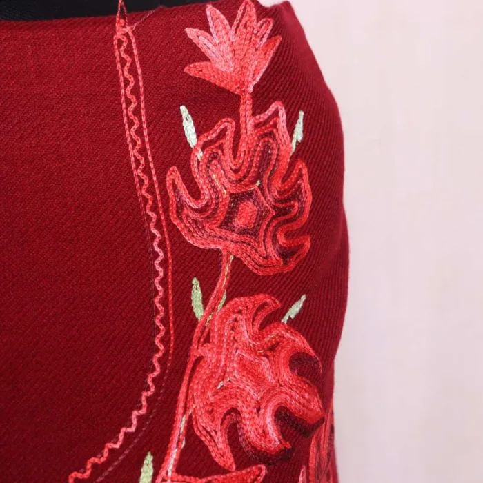 Maroon Chinari Woolen Suit with Maroon Aari Embroidery - Sonwari Collection - Image 2