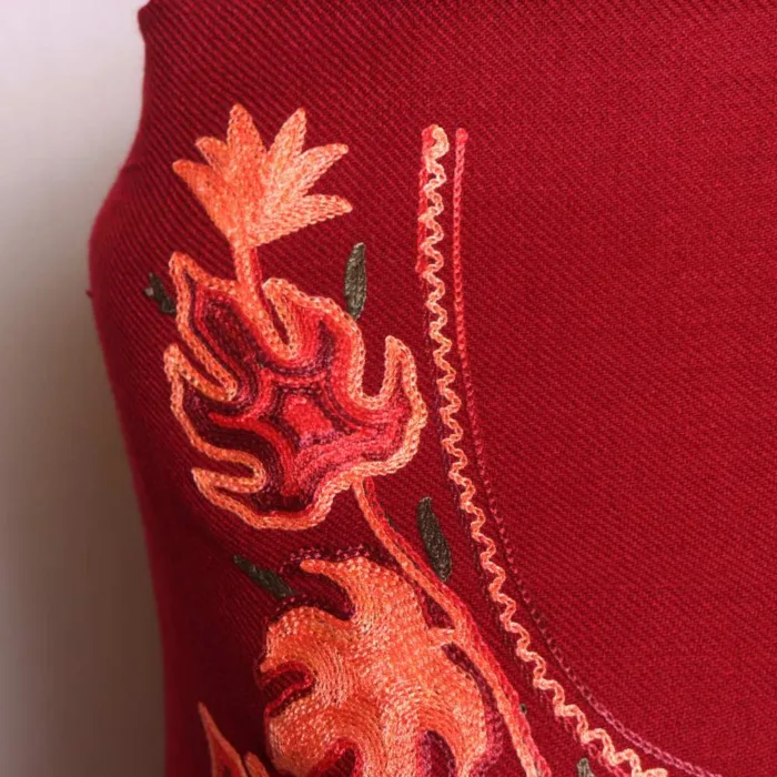 Maroon Woolen Suit with Aftaabi Aari Embroidery - Sonwari Collection - Image 2