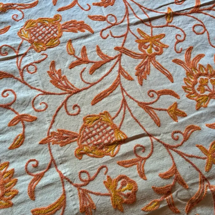 Aftaabi Kashmiri Double Bed Cover | Bed Spread with Hand Crewel Embroidery | Pari Mahal Collection - Image 2