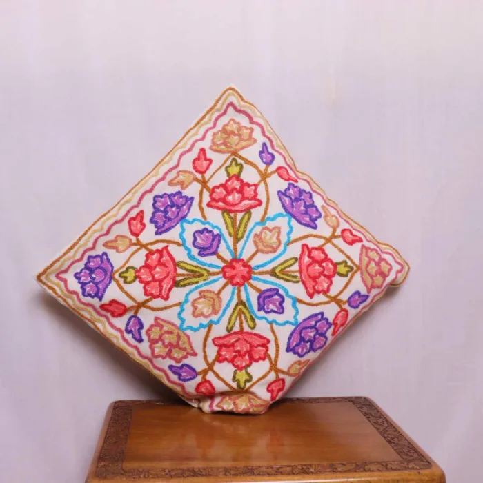 Red and Purple Handmade Kashmiri Cushion Cover- Kashmiri Style 16*16- Set of 2