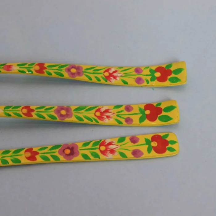 Steel Enamel Handpainted Cutlery Set | Fork, Knife, Spoon | Yellow Rose - Image 2