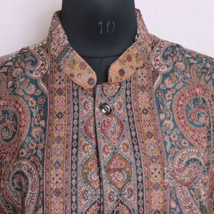 Side Ze Paisely Stylish Polywool Kani Men's Waist Coat | Nehru Jacket - Sonwar Collection - Image 2