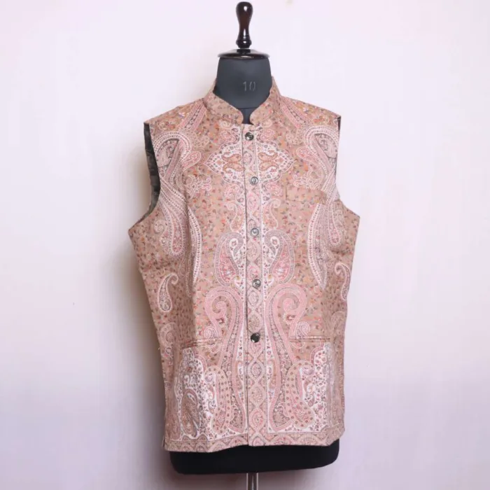 Stylish Polywool Kani Men's Waist Coat | Nehru Jacket - Sonwar Collection