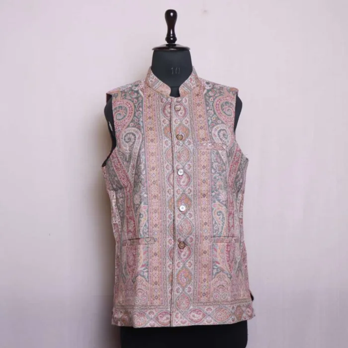 Adorable Polywool Kani Nehru Jacket | Men's Waist Coat - Sonwar Collection