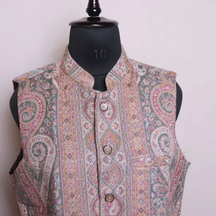 Adorable Polywool Kani Nehru Jacket | Men's Waist Coat - Sonwar Collection - Image 2