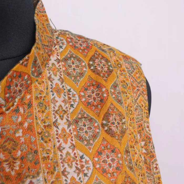 Mustard TreKoon Kani Men's Waist Coat | Nehru Jacket - Sonwar Collection - Image 3