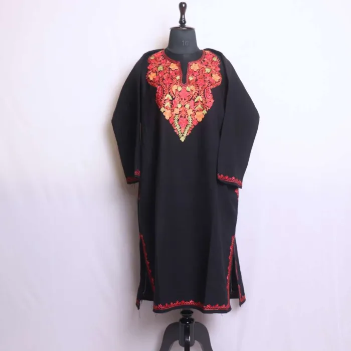 Black Cashmilon Aari Embroidery Traditional Pheran | Phiran - Chattabal Collection [50, 44] - Image 2