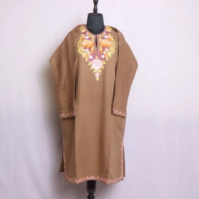 Stylish Beige Cashmilon Aari Embroidery Pheran | Phiran - Chattabal Collection [52, 43] - Image 2