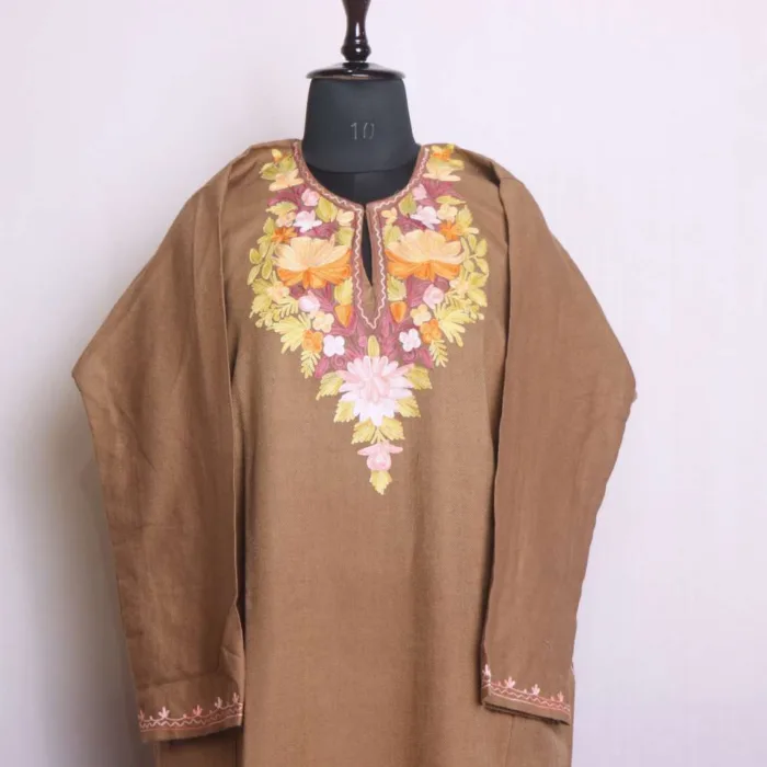 Stylish Beige Cashmilon Aari Embroidery Pheran | Phiran - Chattabal Collection [52, 43]