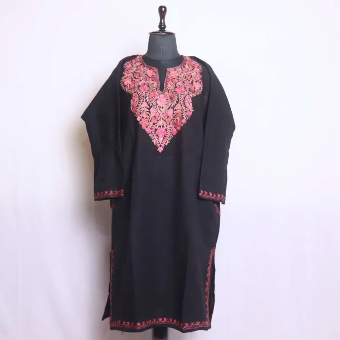 Black Cashmilon Aari Embroidery Women’s Pheran | Phiran - Chattabal Collection [51, 43] - Image 2