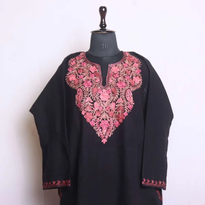 Black Cashmilon Aari Embroidery Women’s Pheran | Phiran - Chattabal Collection [51, 43]