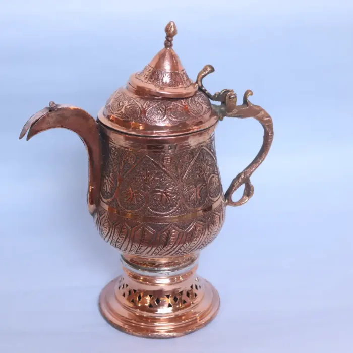 Kashmiri Copper Samavar | Samovar | Samavar - Handmade- 4 Cup Tea Kettle (Kahwa, Noon Chai)