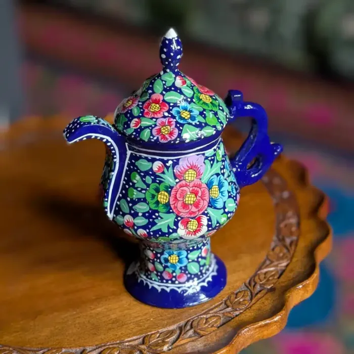 Decorative Samavar, Samovar in Paper Mache Blue Color| Kashmiri Souvenir