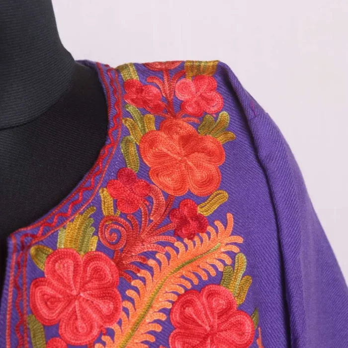 Purple Cashmilon Pheran in Kashmiri Design - Gupkari Collection - Image 3