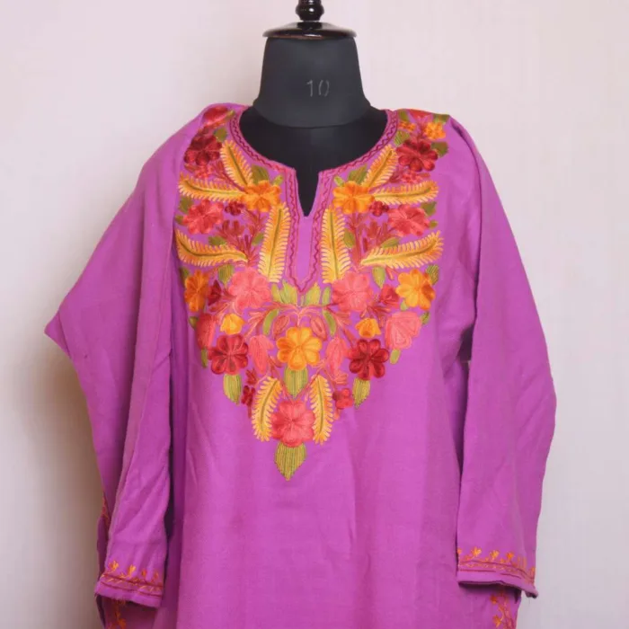 Classic Purple Kashmiri Aari Embroidered Pheran | Feran - Gupkari Collection