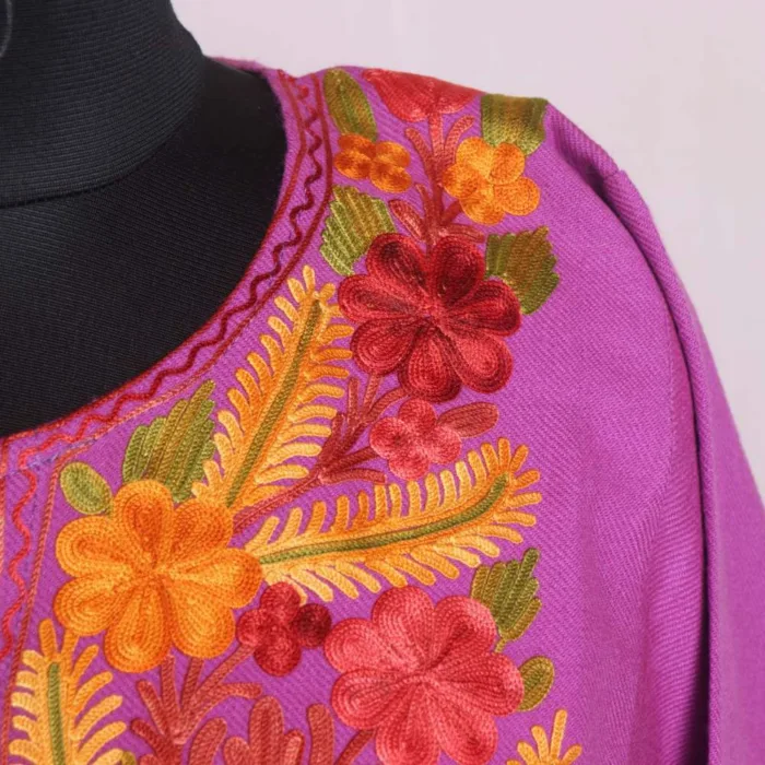 Classic Purple Kashmiri Aari Embroidered Pheran | Feran - Gupkari Collection - Image 3