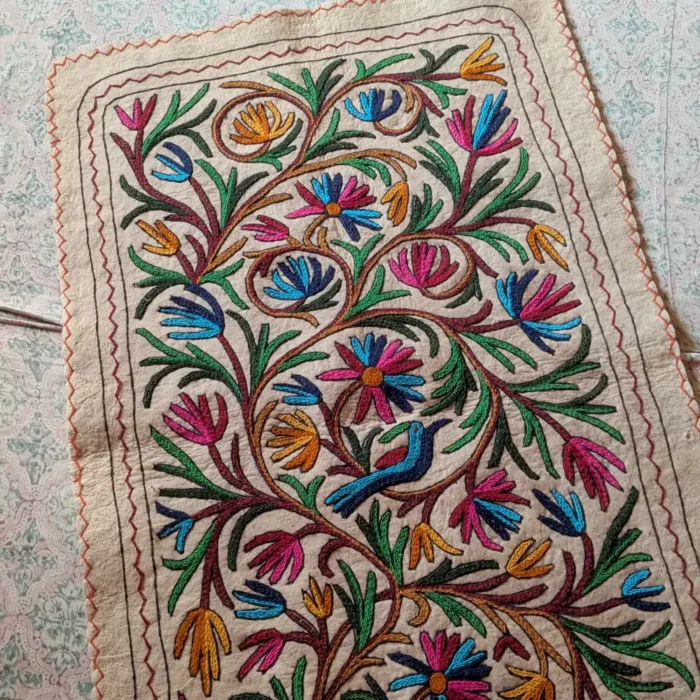 Authentic Kashmiri Wool Namda | Intricate Aari Work (5x3ft) - Image 2