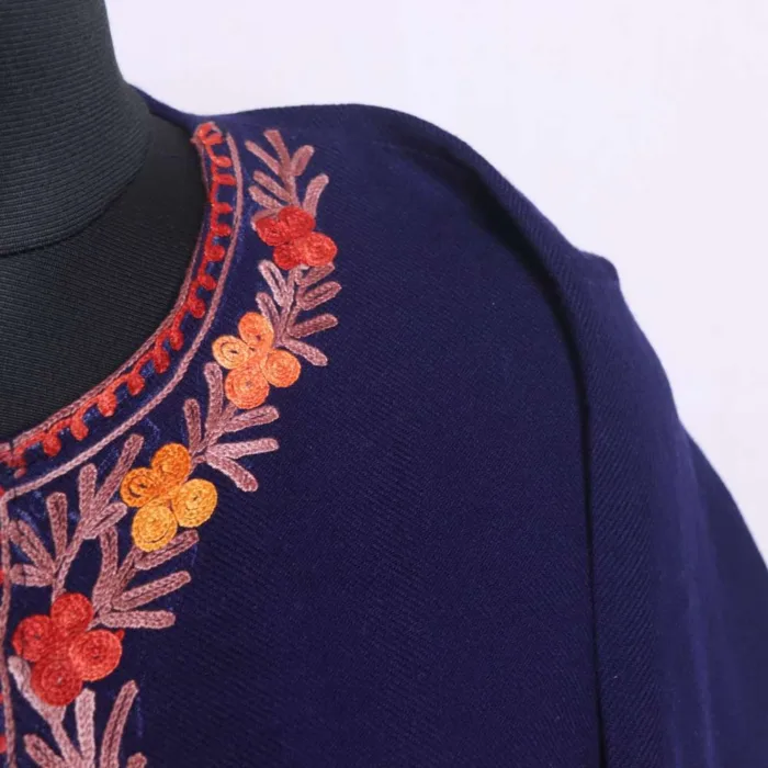 Royal Blue  Boothidar Woolen Kurta Set with Aari Embroidery - Nowshera Collection - Image 3