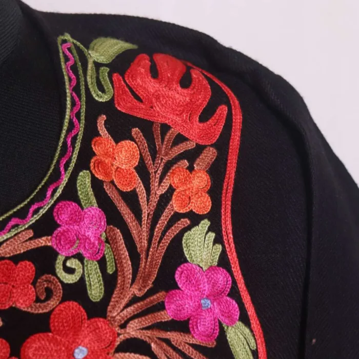 Classic Black Aari Embroidered Cashmilon Pheran - Sonwar Collection - Image 3