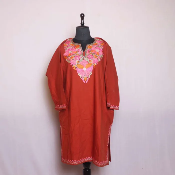 Graceful Rustic Aari and Zari Cashmilon Pheran | Phiran - Sonwari Collection [53.5, 40.5] - Image 2