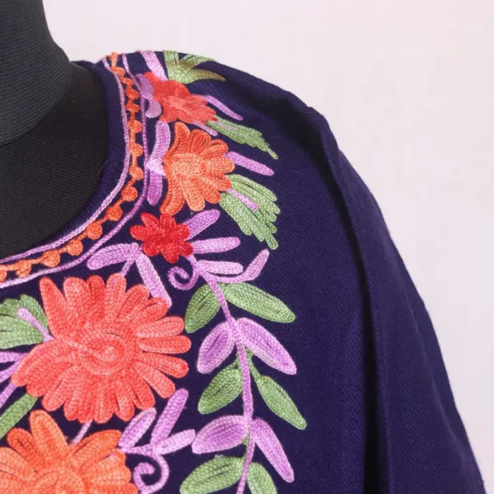 Classic Dark Blue Aari Embroidered Pheran for Women - Sonwari Collection - Image 3