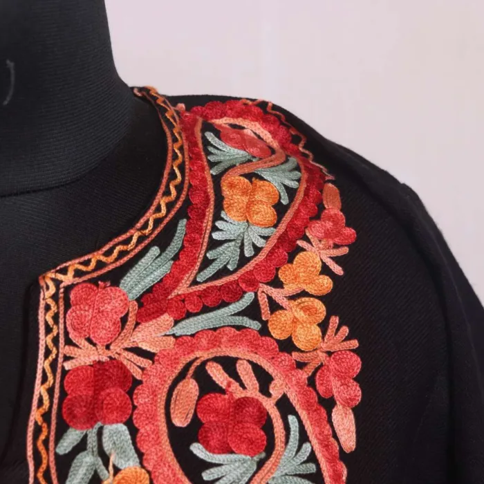 Timeless Black Kashmiri Aari Embroidered Pheran - Chattabal Collection - Image 3