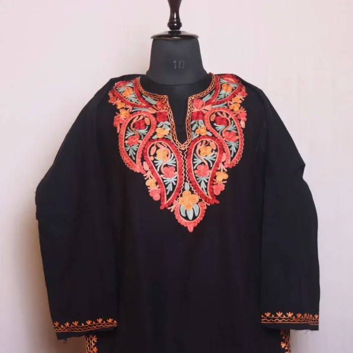 Timeless Black Kashmiri Aari Embroidered Pheran - Chattabal Collection