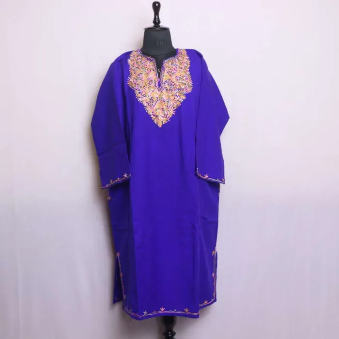 Stylish Royal Blue Cashmilon Pheran with Aari Embroidery - Babedemb Collection - Image 2