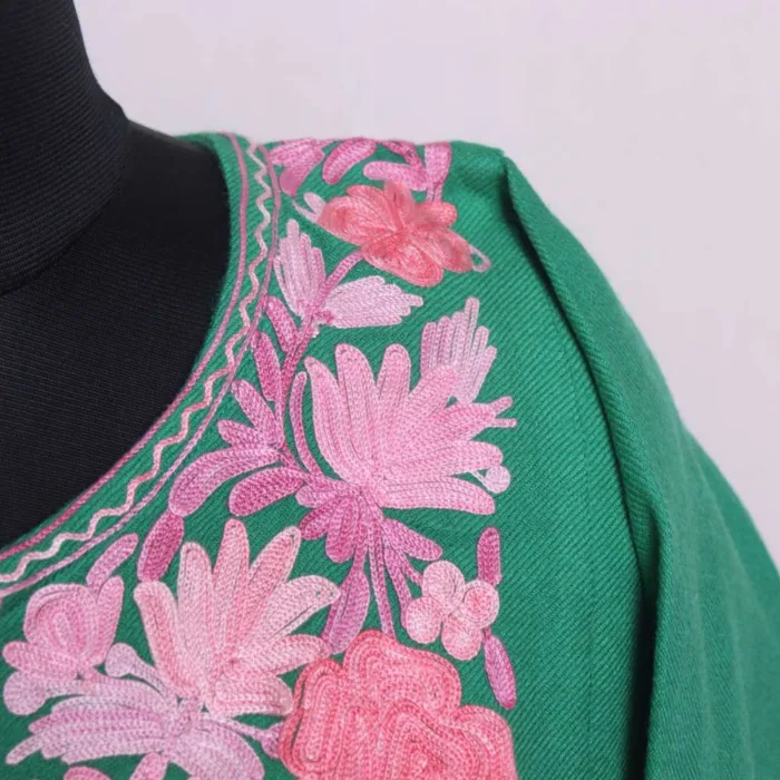 Green Aari Embroidered Cashmilon Pheran | Chashma-Shahi Collection - Image 3