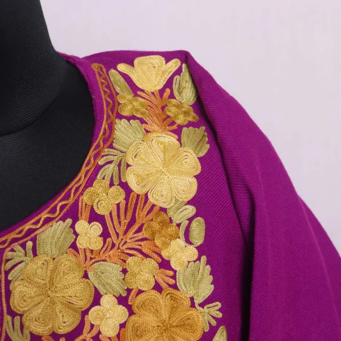 Soft Purple Cashmilon Pheran with Elegent Aari Work | Chashma-Shahi Collection - Image 3