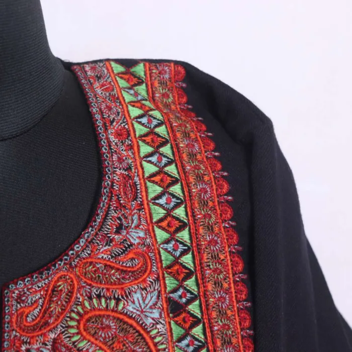 Black Cashmilon Kashmiri Feran | Pheran - Needle Embroidery with Sleeve Work - Babedemb Collection - Image 3