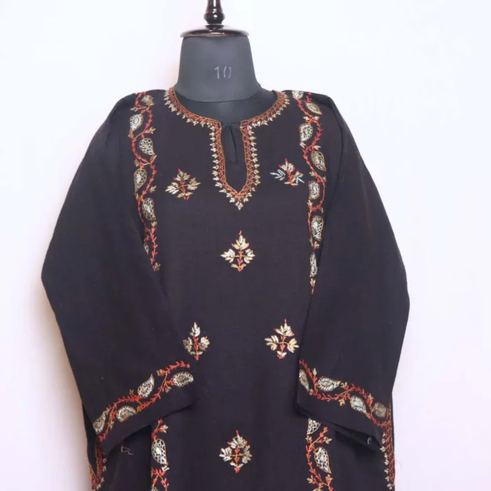 Women’s Winter Needlework Black Pheran with Cashmilon Fabric - Saidakadal Collection [48, 44.5] - Image 2